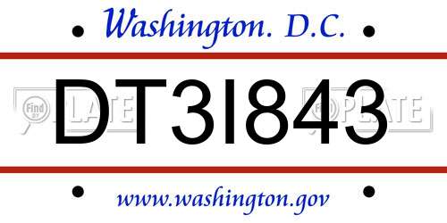 DT3I843 District Of Columbia License Plate