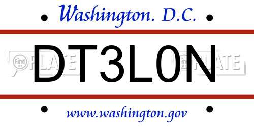 DT3L0N District Of Columbia License Plate