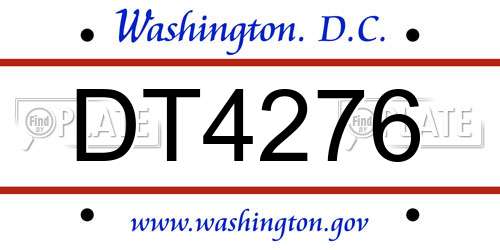 DT4276 District Of Columbia License Plate