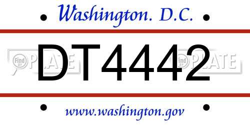 DT4442 District Of Columbia License Plate