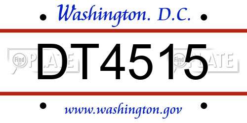DT4515 District Of Columbia License Plate