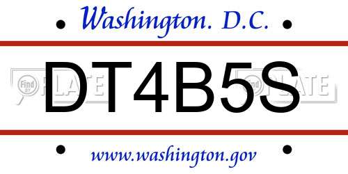 DT4B5S District Of Columbia License Plate