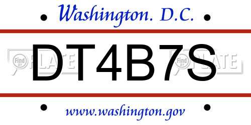 DT4B7S District Of Columbia License Plate