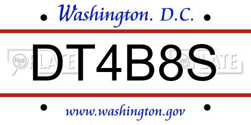 DT4B8S District Of Columbia License Plate