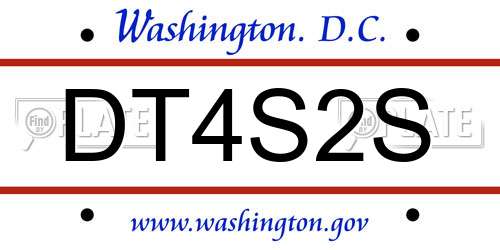 DT4S2S District Of Columbia License Plate