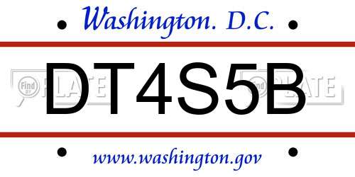 DT4S5B District Of Columbia License Plate
