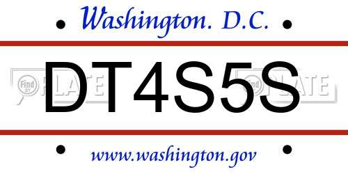 DT4S5S District Of Columbia License Plate