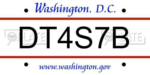 DT4S7B District Of Columbia License Plate
