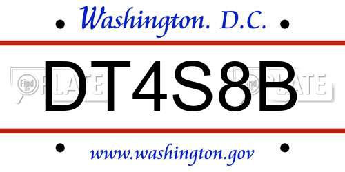 DT4S8B District Of Columbia License Plate