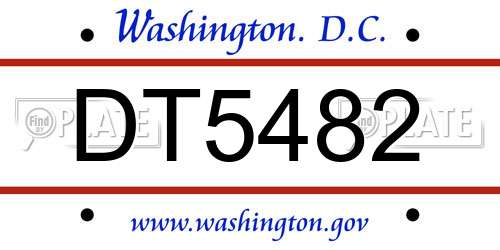 DT5482 District Of Columbia License Plate