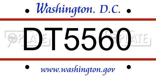 DT5560 District Of Columbia License Plate