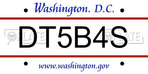 DT5B4S District Of Columbia License Plate