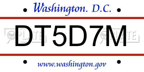 DT5D7M District Of Columbia License Plate