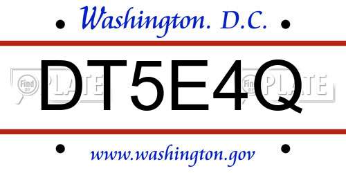 DT5E4Q District Of Columbia License Plate