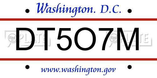 DT5O7M District Of Columbia License Plate