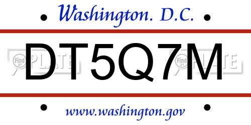 DT5Q7M District Of Columbia License Plate