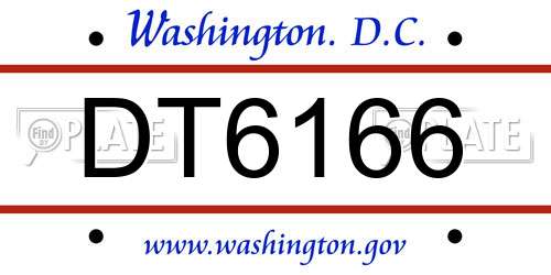 DT6166 District Of Columbia License Plate