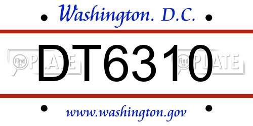 DT6310 District Of Columbia License Plate