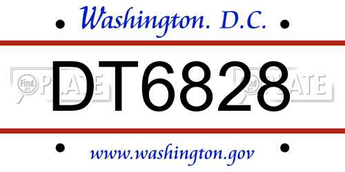 DT6828 District Of Columbia License Plate