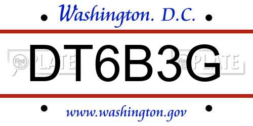 DT6B3G District Of Columbia License Plate