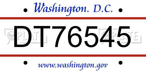 DT76545 District Of Columbia License Plate