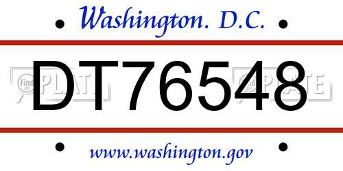 DT76548 District Of Columbia License Plate