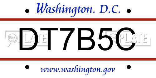 DT7B5C District Of Columbia License Plate