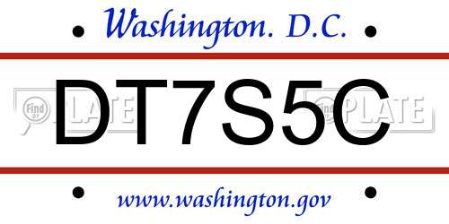 DT7S5C District Of Columbia License Plate