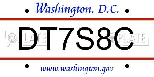 DT7S8C District Of Columbia License Plate