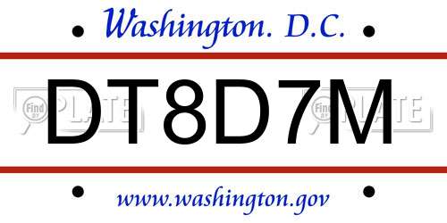 DT8D7M District Of Columbia License Plate