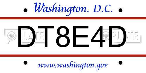 DT8E4D District Of Columbia License Plate