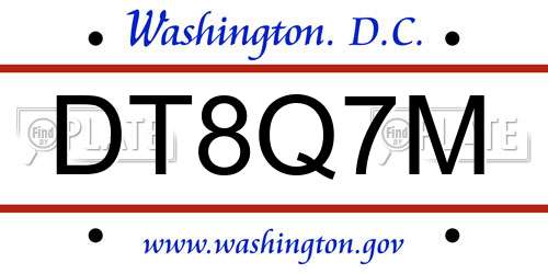 DT8Q7M District Of Columbia License Plate