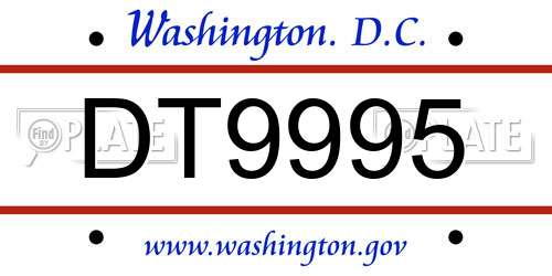 DT9995 District Of Columbia License Plate