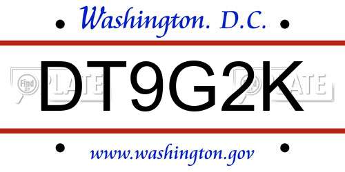 DT9G2K District Of Columbia License Plate