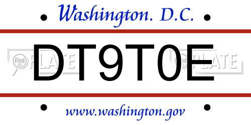 DT9T0E District Of Columbia License Plate
