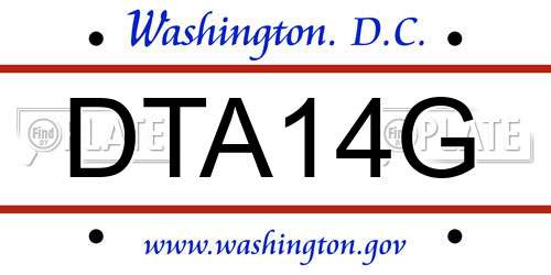DTA14G District Of Columbia License Plate