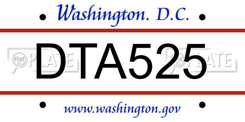 DTA525 District Of Columbia License Plate