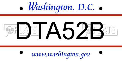 DTA52B District Of Columbia License Plate