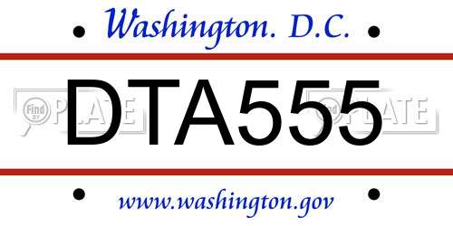DTA555 District Of Columbia License Plate