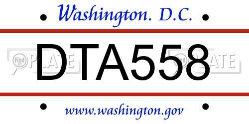 DTA558 District Of Columbia License Plate