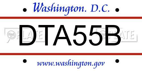 DTA55B District Of Columbia License Plate