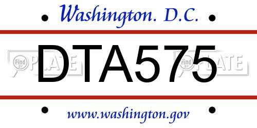 DTA575 District Of Columbia License Plate