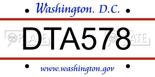 DTA578 District Of Columbia License Plate