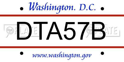 DTA57B District Of Columbia License Plate