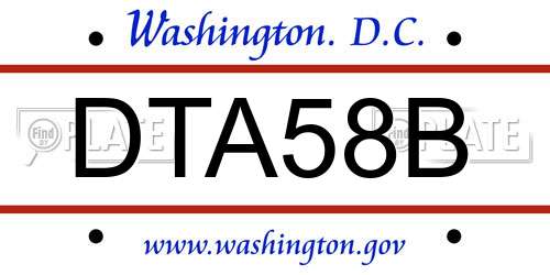 DTA58B District Of Columbia License Plate