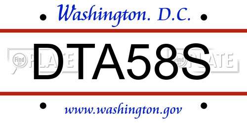 DTA58S District Of Columbia License Plate