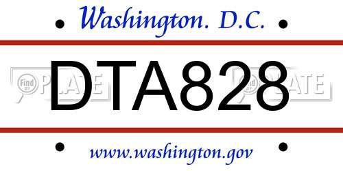 DTA828 District Of Columbia License Plate