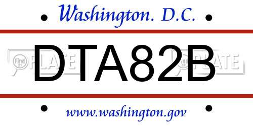 DTA82B District Of Columbia License Plate
