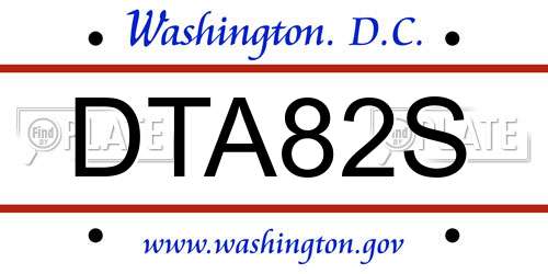 DTA82S District Of Columbia License Plate