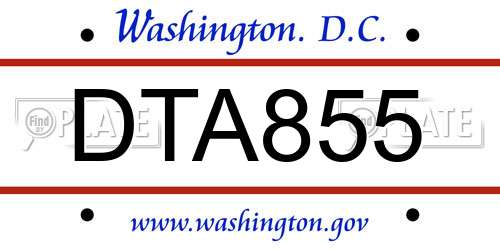 DTA855 District Of Columbia License Plate